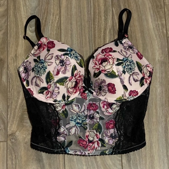 Victoria’s secret’s Rose Embroidery Purest Pink Floral Bra Top Corset - Picture 4 of 4